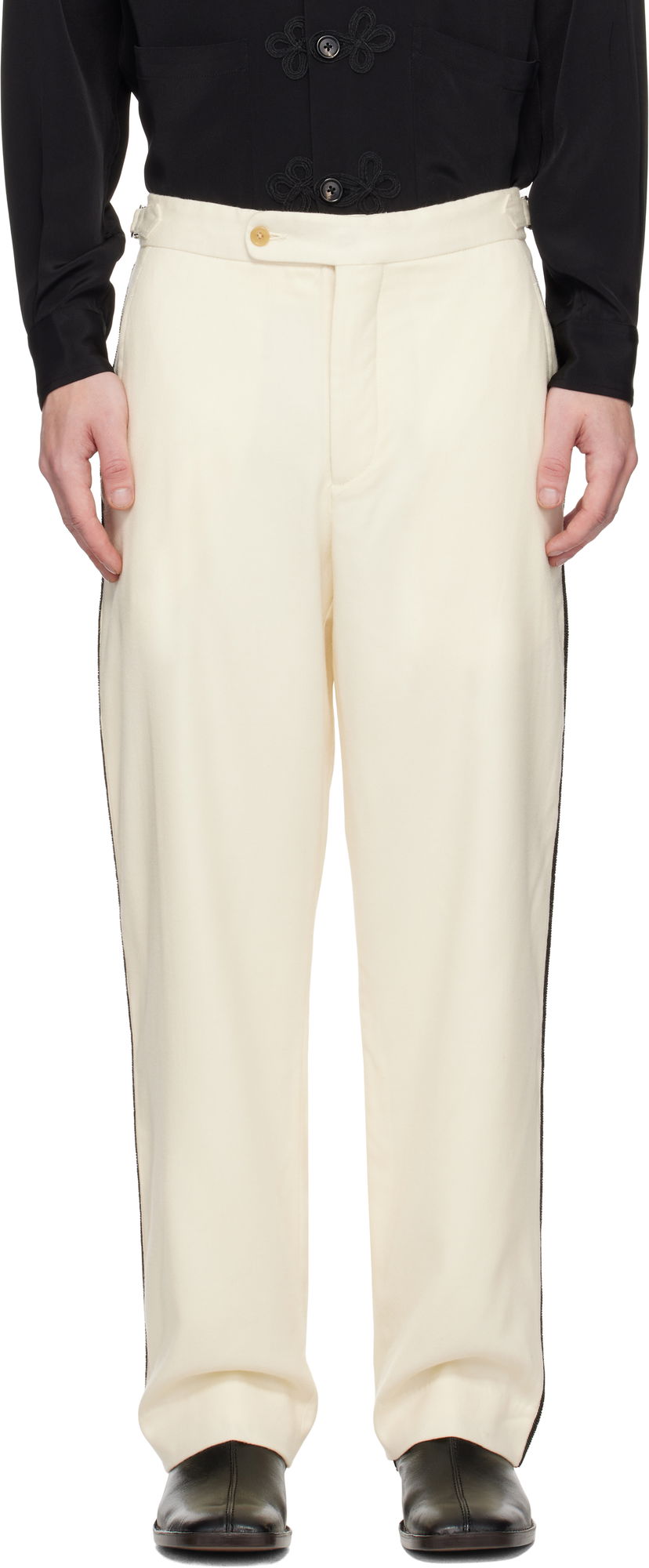 Byxor Bode Beaded Player Trousers Vit | MRF24BT028