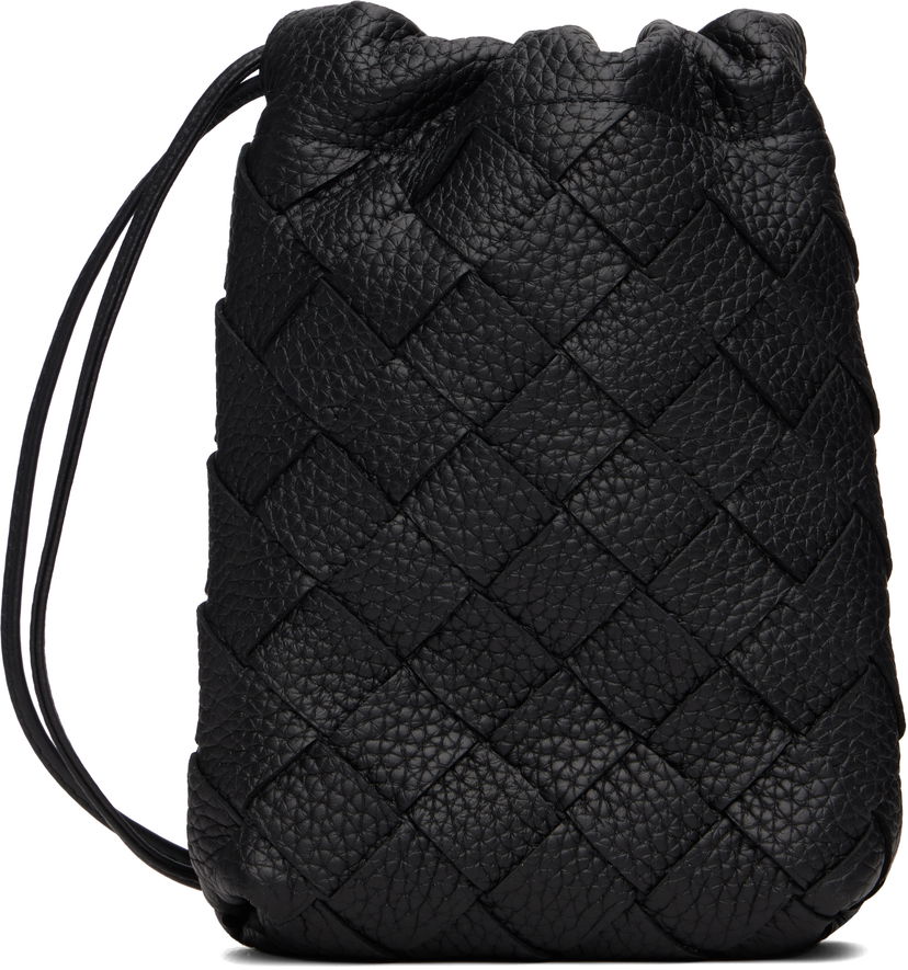 Plånbok Bottega Veneta Bottega Veneta Vertical Woven Leather Pouch Svart | 838786V5I538803