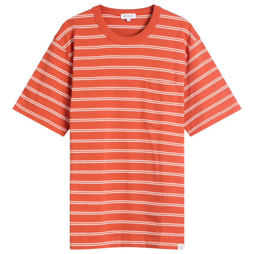 T-shirt NORSE PROJECTS Holger Sailor Stripe Pocket Tee, Size L Orange | N01-0669-4016
