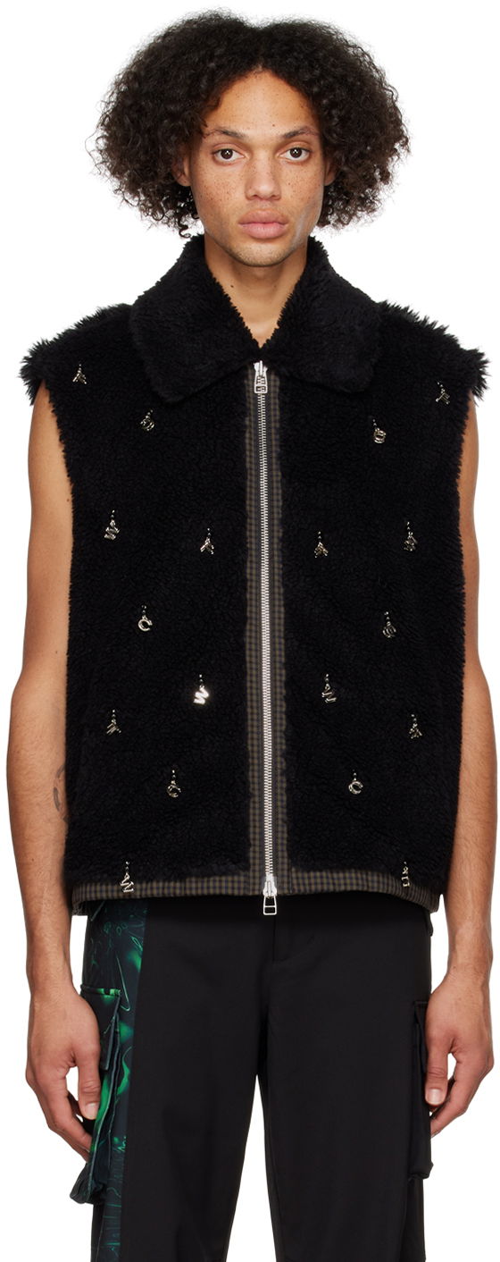 Väst Feng Chen Wang Feng Chen Wang Embellished Faux-Fur Vest Svart | FUF14VS03B