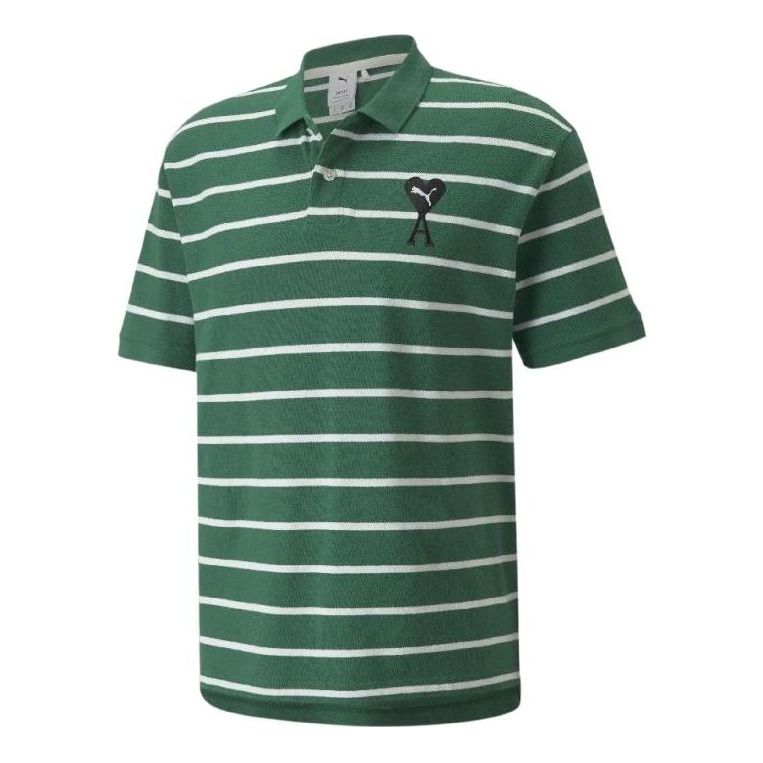 Polotröja Puma Ami Striped Short Sleeve Polo Shirt Grön | 534067-96