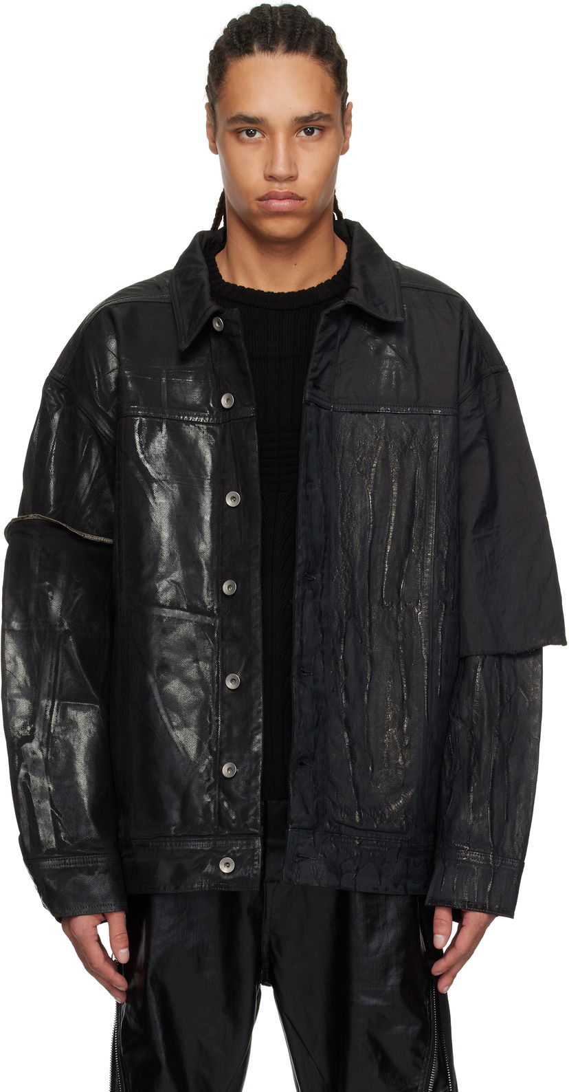Jacka Rick Owens Rick Owens DRKSHDW Hollywood Jumbo Worker Denim Jacket Svart | DU01E3761 COMW1