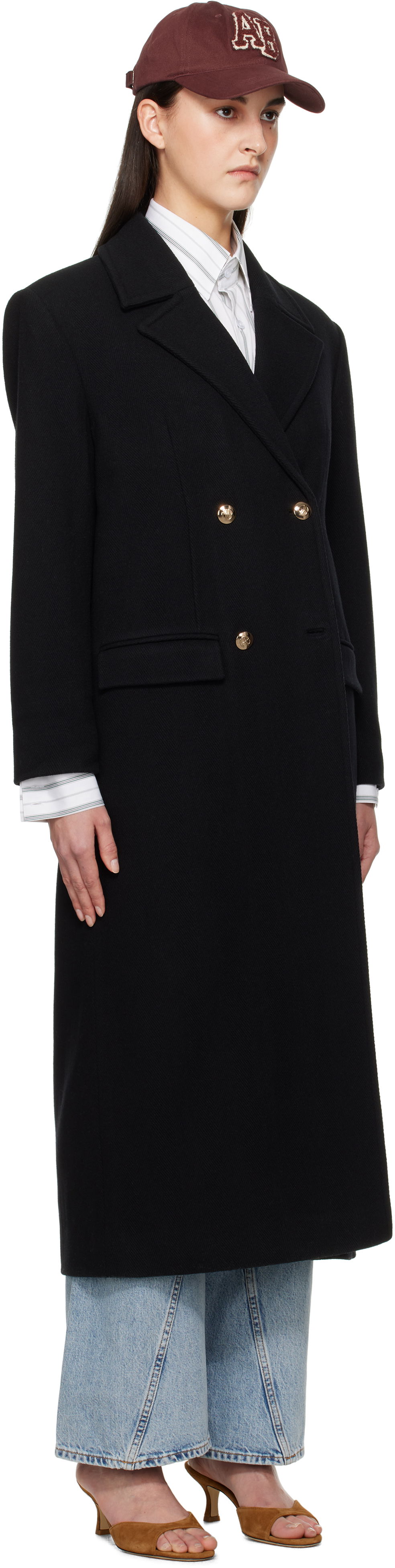 Rockar Anine Bing Anine Bing Raleigh Double-Breasted Coat Svart | A-01-10456-BLK1, 1