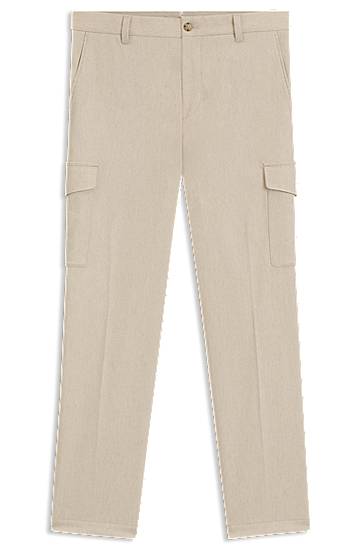 Cargo byxor BOSS Tapered-fit trousers with cargo pockets Beige | 50549517