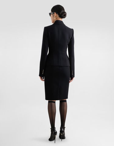 Kjol Dolce & Gabbana Dolce & Gabbana Wool Midi Pencil Skirt with DG Logo Svart | F4C2CTGDCSXN0000, 2