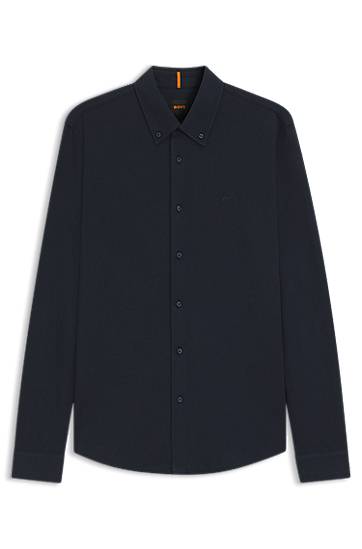 Skjorta BOSS Slim-Fit Cotton Jersey Shirt Mörkblå | 50543089