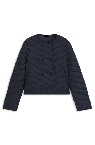 Pufferjacka BOSS Water-Repellent Double-Breasted Quilted Jacket Mörkblå | 50543249