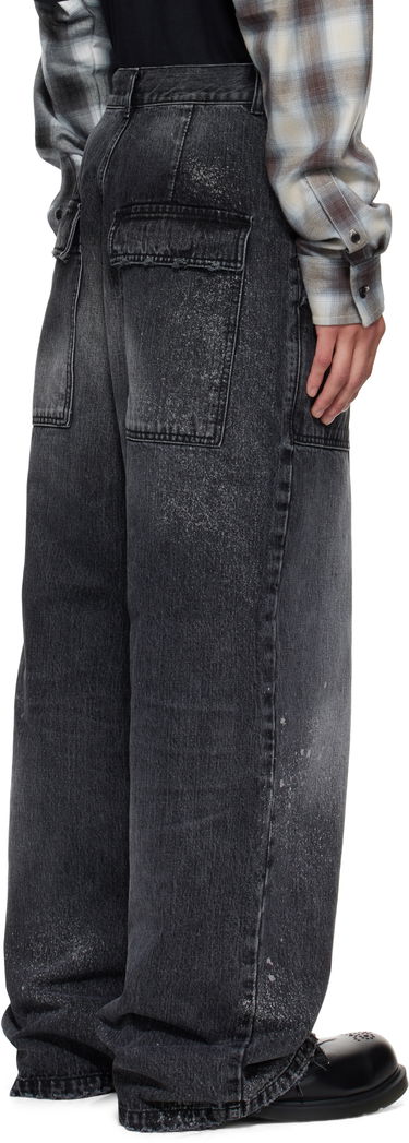 Jeans We11done Carpenter Wide-Leg Distressed Paint Splatter Jeans Svart | WD-DP2-25-340-M-BK, 2