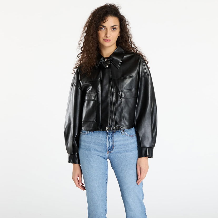 Jacka GUESS Flaminia Crop Pu Jacket Svart | W5BL87WF8P0-JBLK