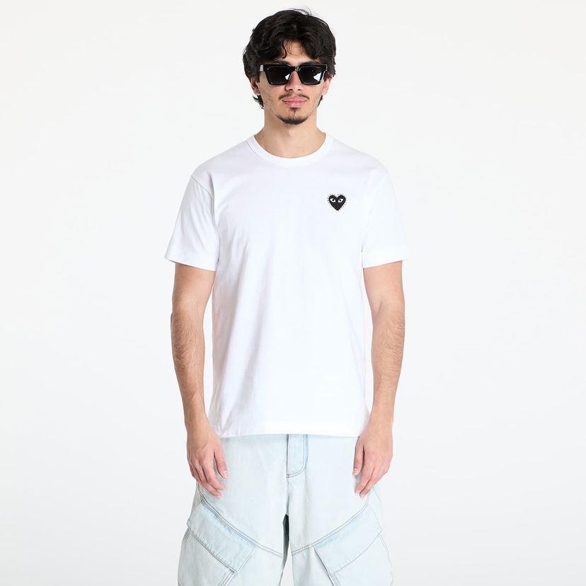 T-shirt Comme des Garçons Comme des Garçons PLAY Emblem Rhinestone T-Shirt Vit | AX-T801 WHITExBLACK