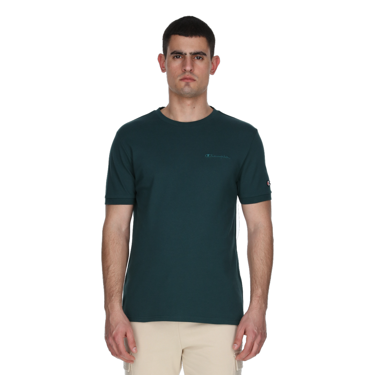 T-shirt Champion Crewneck T-Shirt Embroidered Grön | 221483-GS508, 0