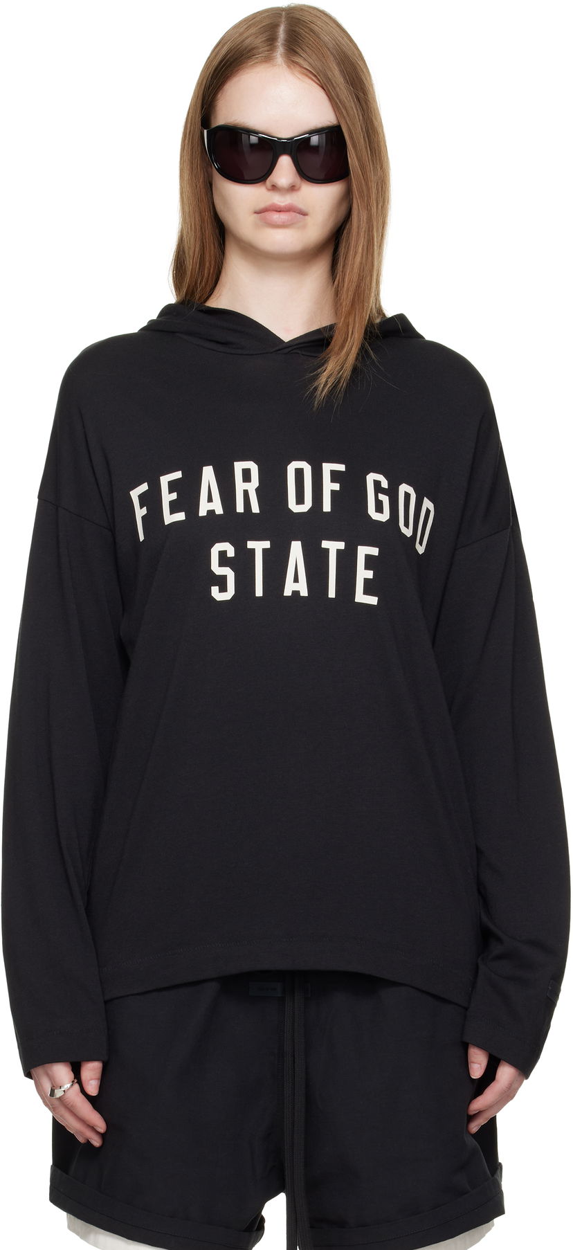 Sweatshirt Fear of God Fear of God ESSENTIALS Long Sleeve Hoodie Svart | 125SP257170FW