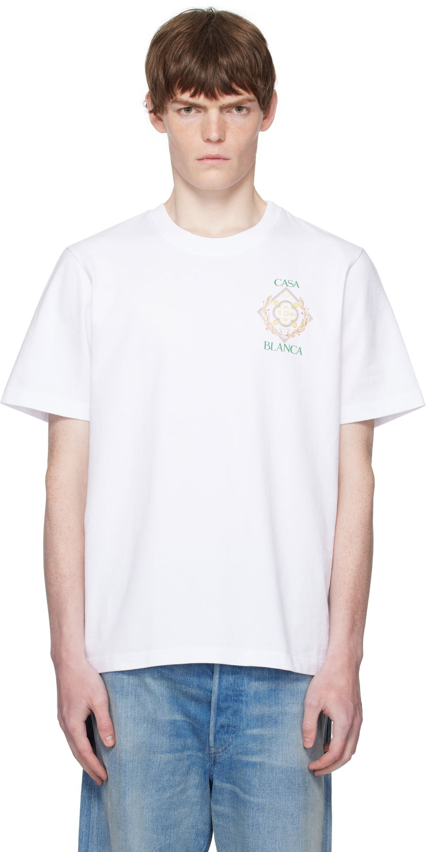 T-shirt Casablanca Casablanca Championship Diamond Print T-Shirt Vit | MPF25-JTS-001-11-EX