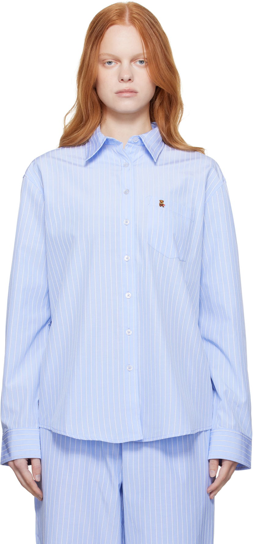 Skjorta GUIZIO Guizio Oona Striped Buttondown Shirt Blå | P25104W150