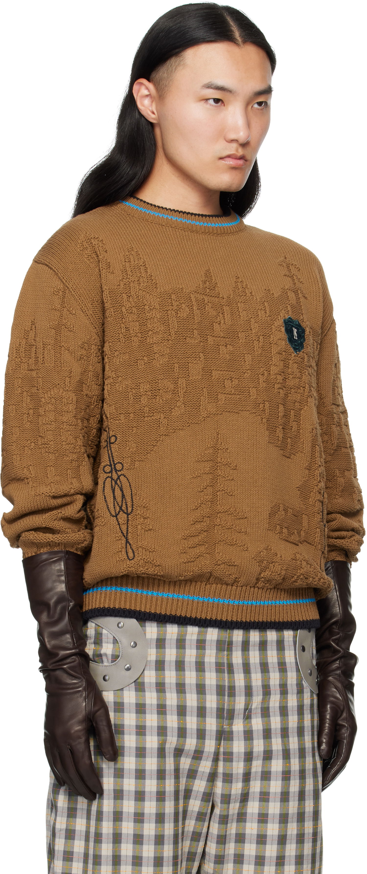 Sweater KIKO KOSTADINOV Fitz Textured Knit Crewneck Sweater Brun | KKAW25KN03-95, 1