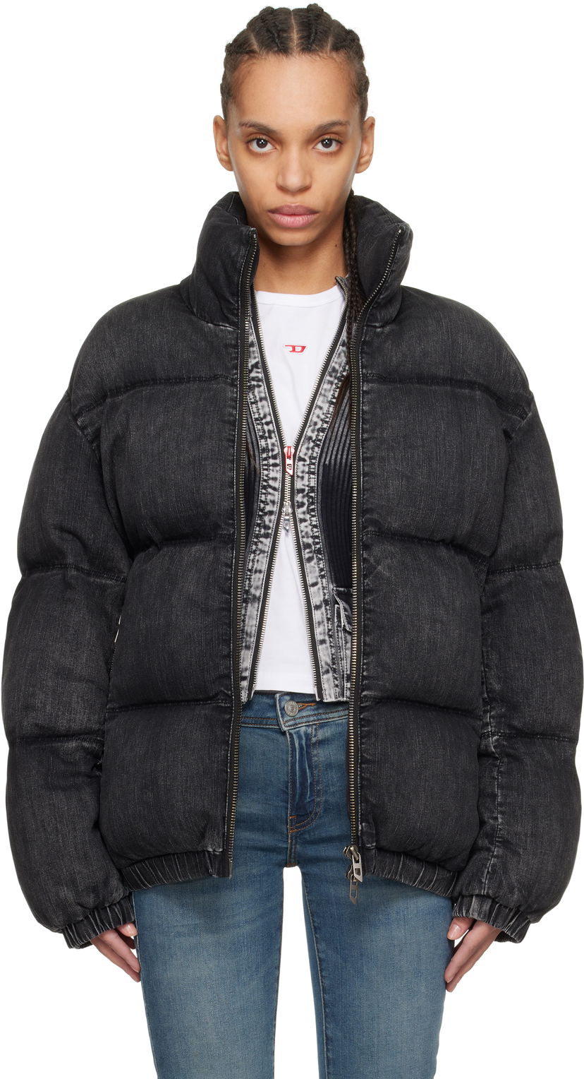 Pufferjacka Diesel Diesel W-Mons-A Denim Puffer Jacket Svart | A16077 0ABCB