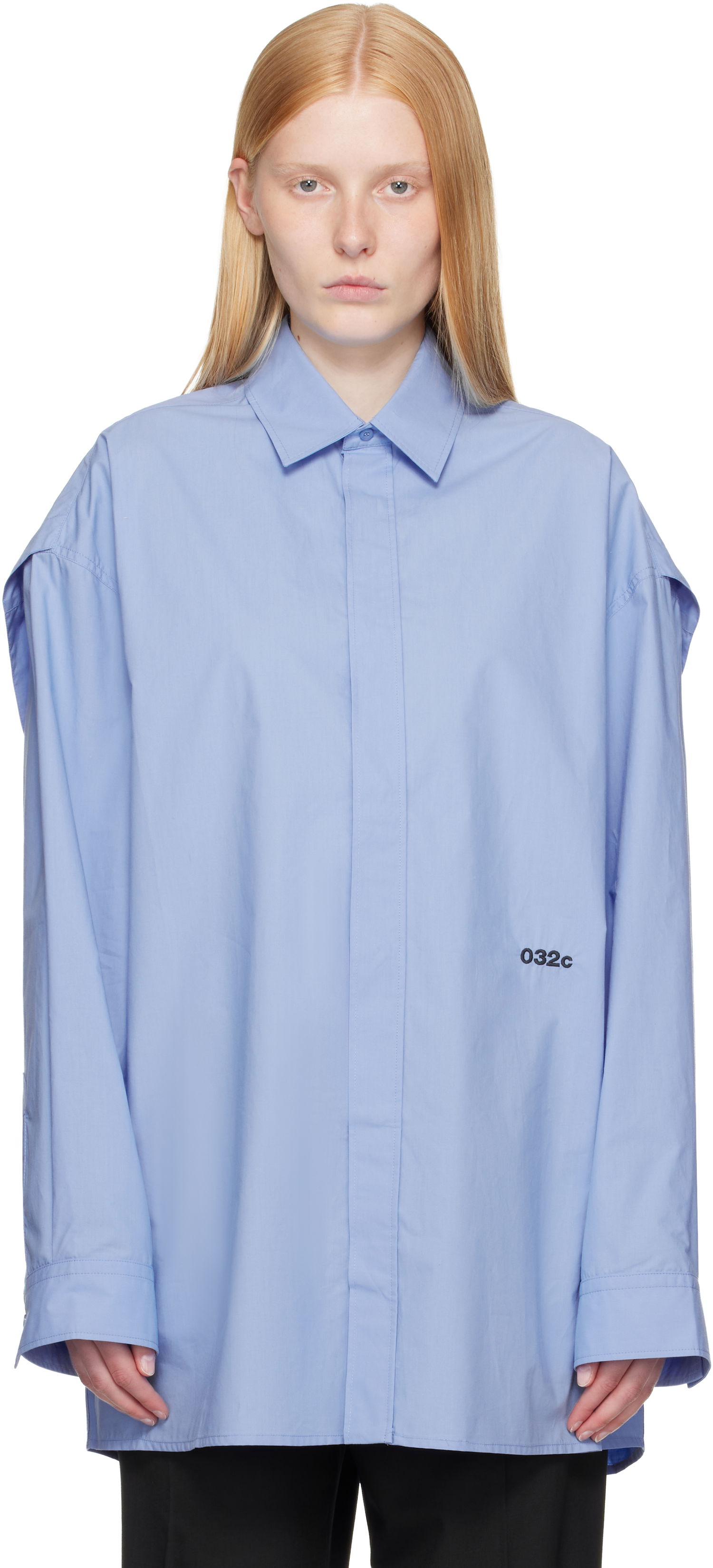 Skjorta 032C 032c Oversized 'Please Steam' Shirt Blå | S25-URW-1309-300-W, 0