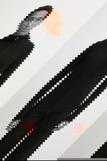 Sweater HELIOT EMIL Heliot Emil Knitted Full-Zip Hooded Cardigan Svart | AW25.M.07.085.BLK01, 0