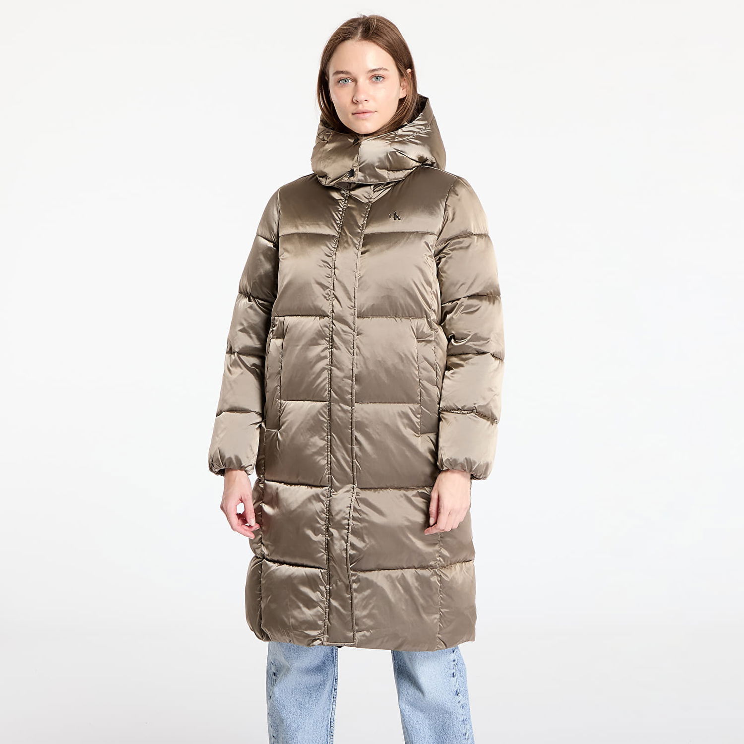 Pufferjacka CALVIN KLEIN Shiny Satin Puffer Coat Brindle Beige | J20J224617 PAV, 0