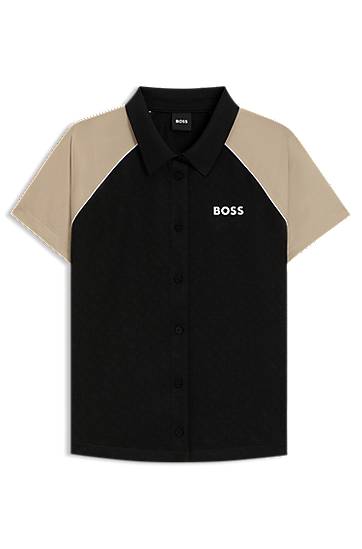 Skjorta BOSS BOSS Active Button-Up Top with Monogram Jacquard Fabric Svart | 50544191