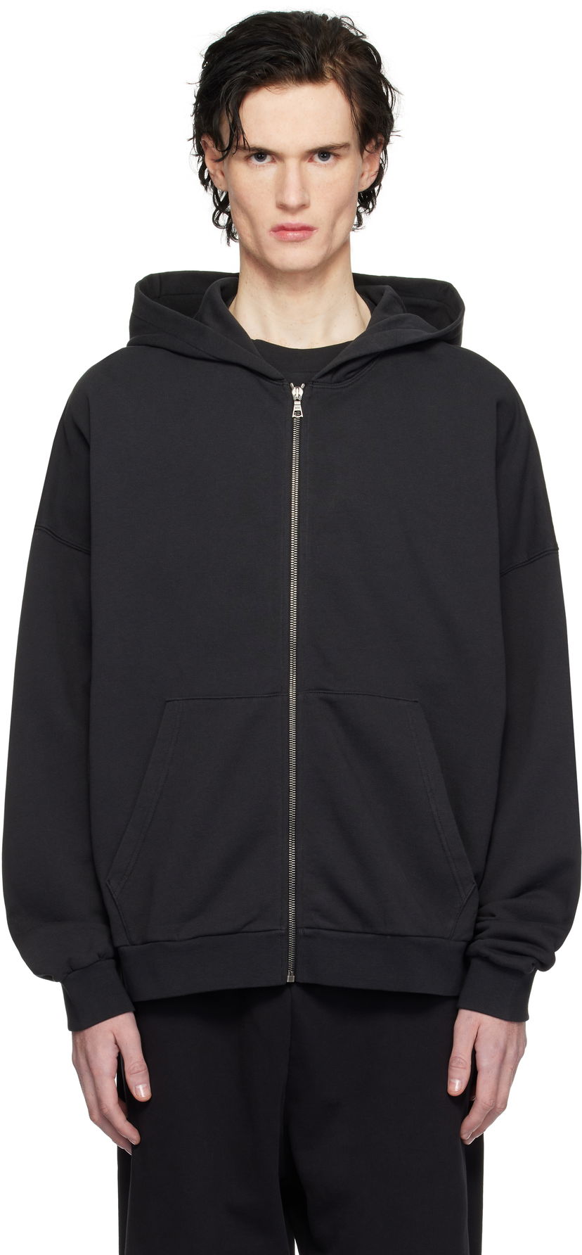Sweatshirt Palm Angels Logo Zip Hoodie Svart | PMBE016S25FLE0031003