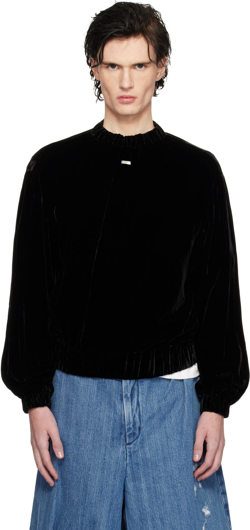 Sweatshirt ADER ERROR Velvet Relaxed Fit Sweatshirt Svart | BN01FWSW0101BK
