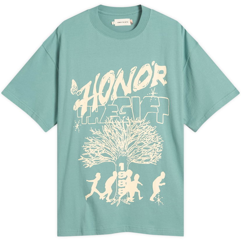 T-shirt Honor The Gift Family Tree Graphic Tee Turkos | HTG250244-GRN