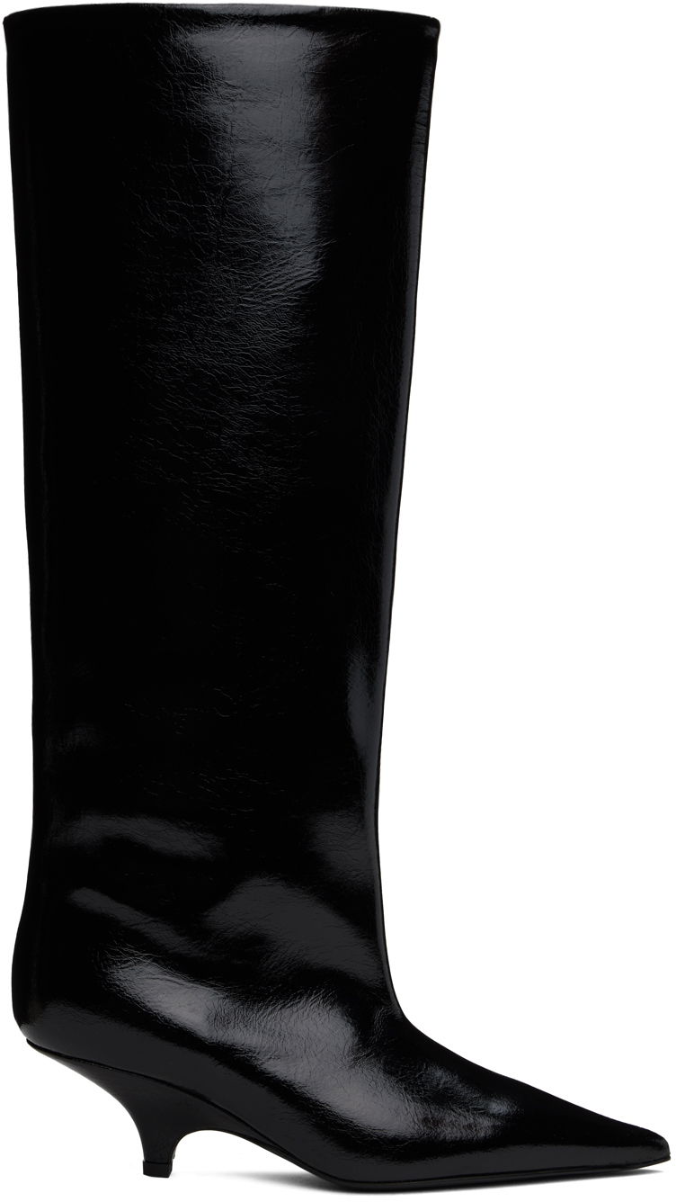 Sneakers och skor TOTEME 'The Wedge-Heel' Kitten Heel Boots Svart | 244-WAS0192-LE0020
