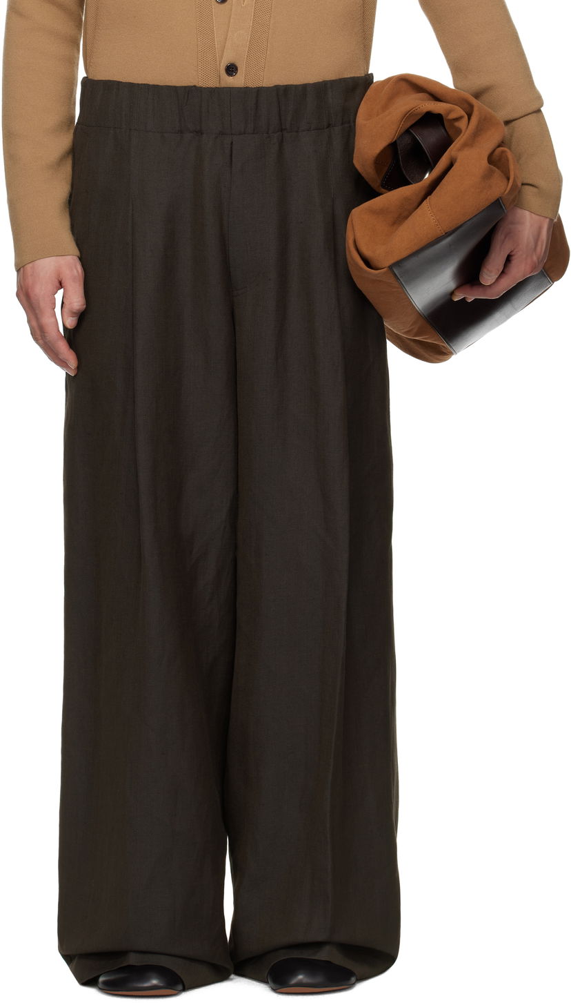 Byxor Dries Van Noten Dries Van Noten Drawstring Wide-Leg Trousers Brun | 251-020907-1304