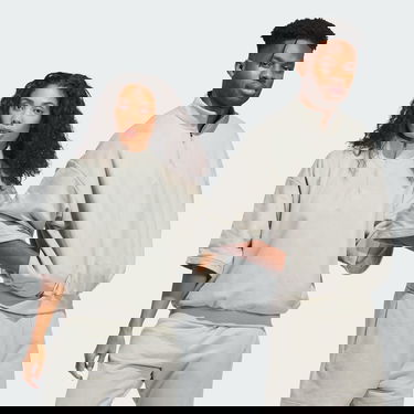 Sweater adidas Performance Basketball Sueded 3/4 Half-Zip Crewneck Beige | IN7712, 1