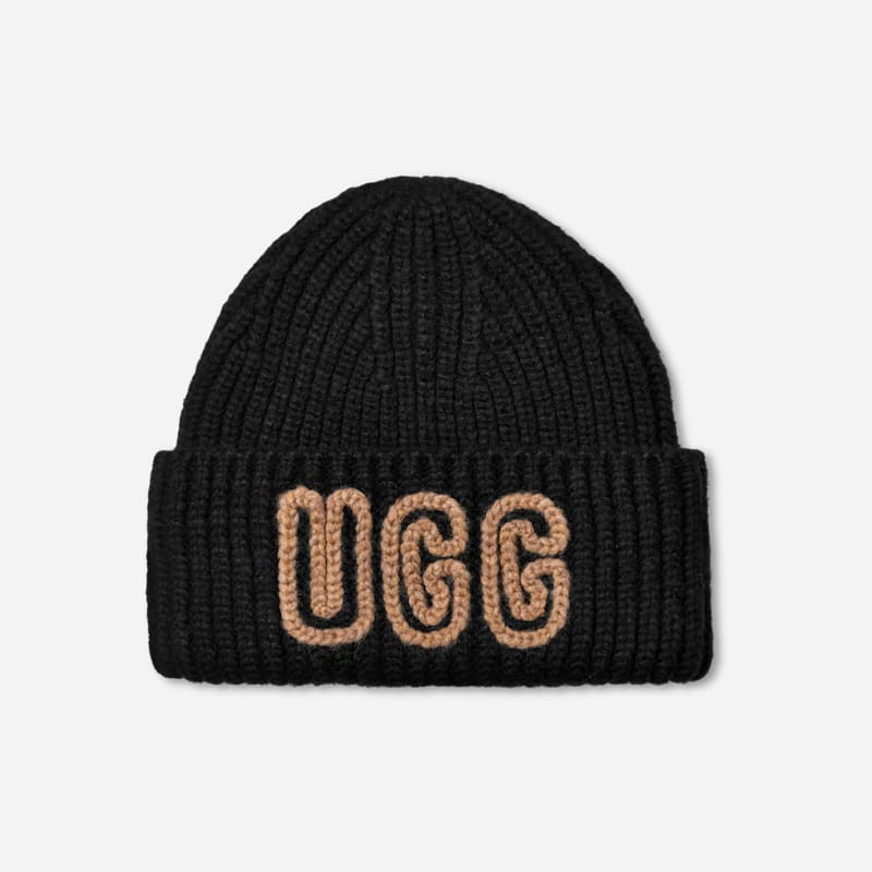 Mössa UGG Ribbed Beanie Svart | 102345-BLK, 0