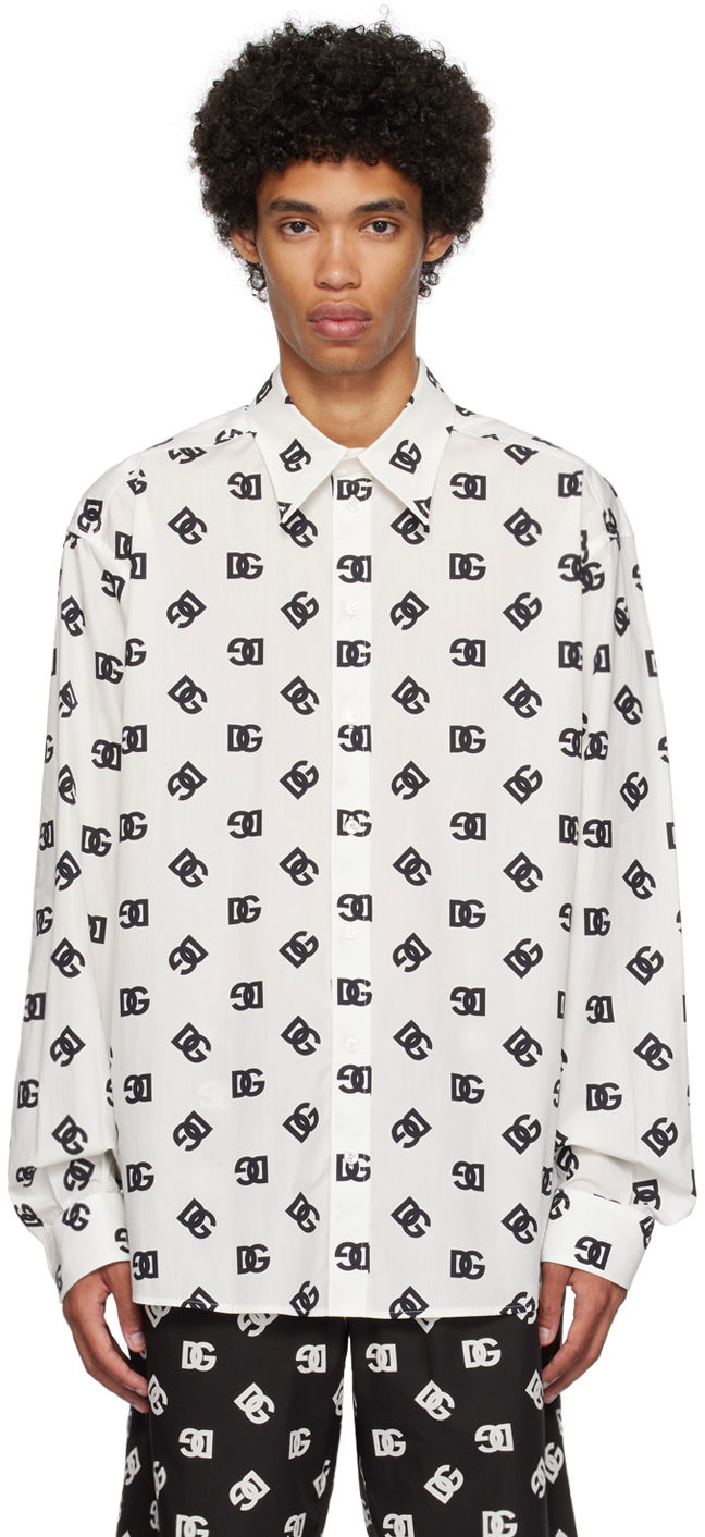 Skjorta Dolce & Gabbana White Monogram Shirt Vit | G5IT7THS5OO