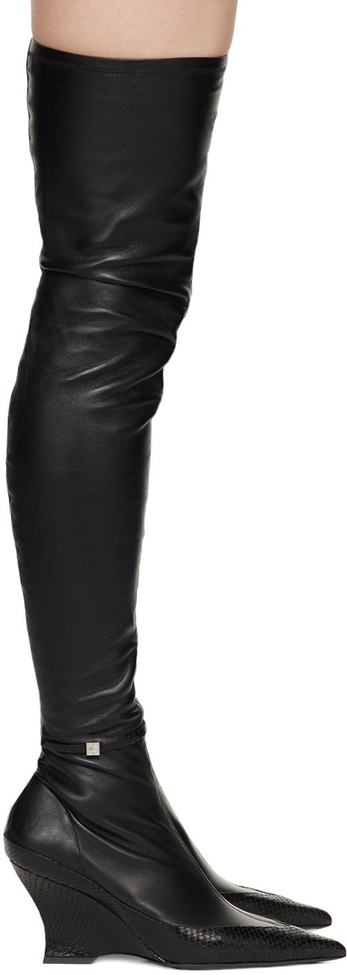 Kläder Givenchy Givenchy Raven Thigh-High Wedge Boots Svart | BE7038E22G001