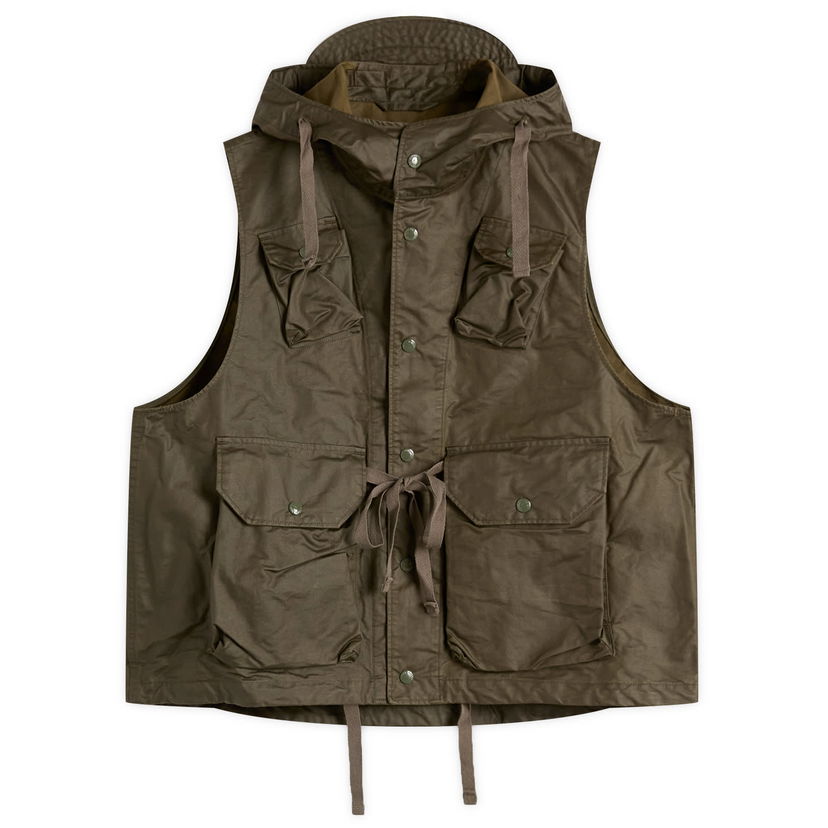 Väst Engineered Garments Waxed Cotton Field Vest Small Grön | 25F1C004-BS007