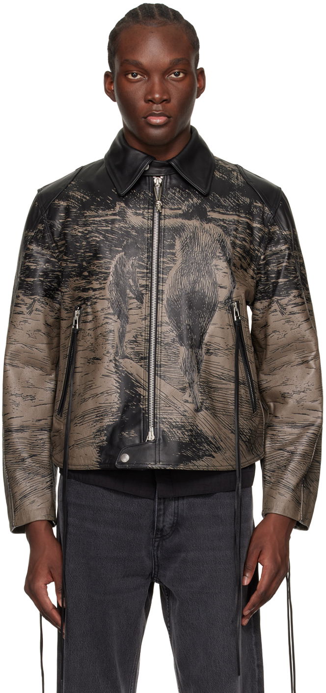 Jacka Eytys EYTYS Dixon Printed Leather Jacket Grå | A300002