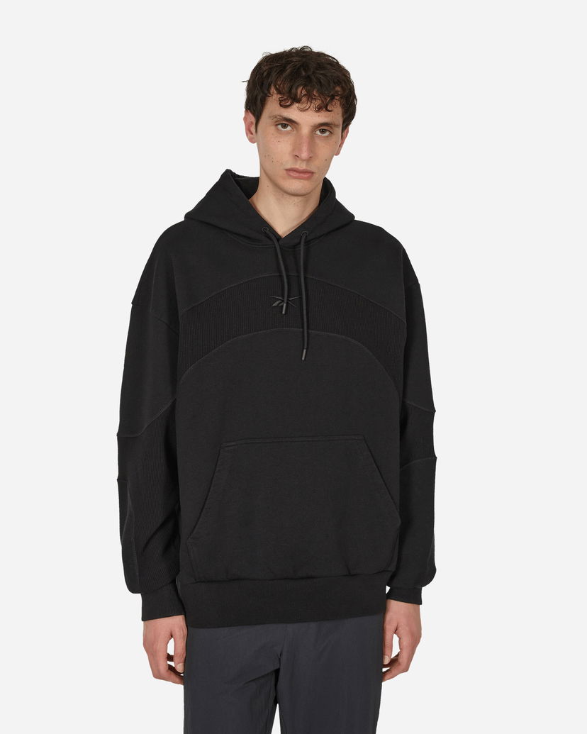 Sweatshirt Reebok Waffle Pattern Logo Hoodie Black Svart | RMBB003C99FLE001