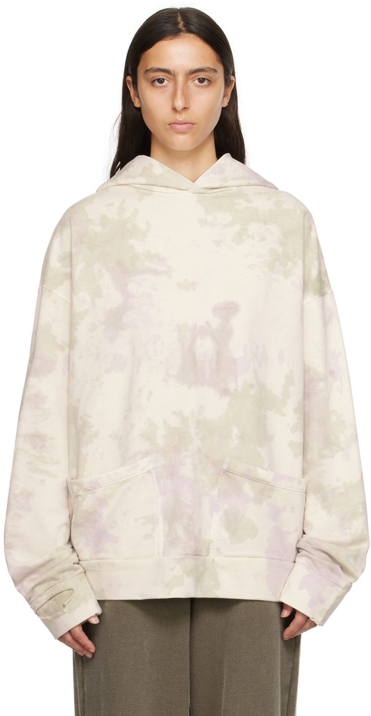 Sweatshirt We11done Distressed Hoodie Beige | WD-TH3-23-758-U-IV