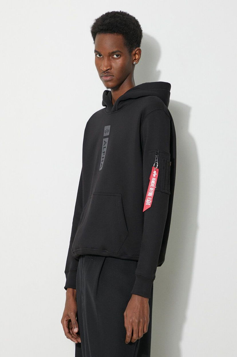 Sweatshirt Alpha Industries Hoodie With Print Svart | 146338