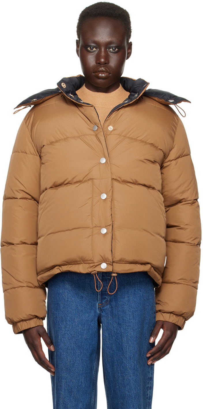 Pufferjacka A.P.C. Tan & Black Sophie Reversible Puffer Jacket Brun | PAAFW-F30200
