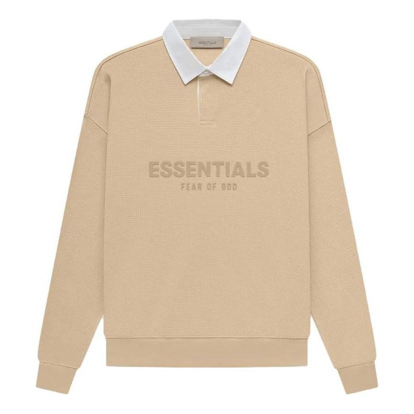 Polotröja Fear of God Essentials Waffle Long Sleeve Polo Beige | FOG-SS23-055
