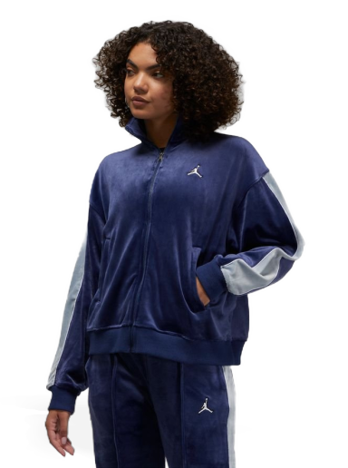 Sweatshirt Jordan Flight Velour Full-Zip Hoodie Mörkblå | DV1396-410
