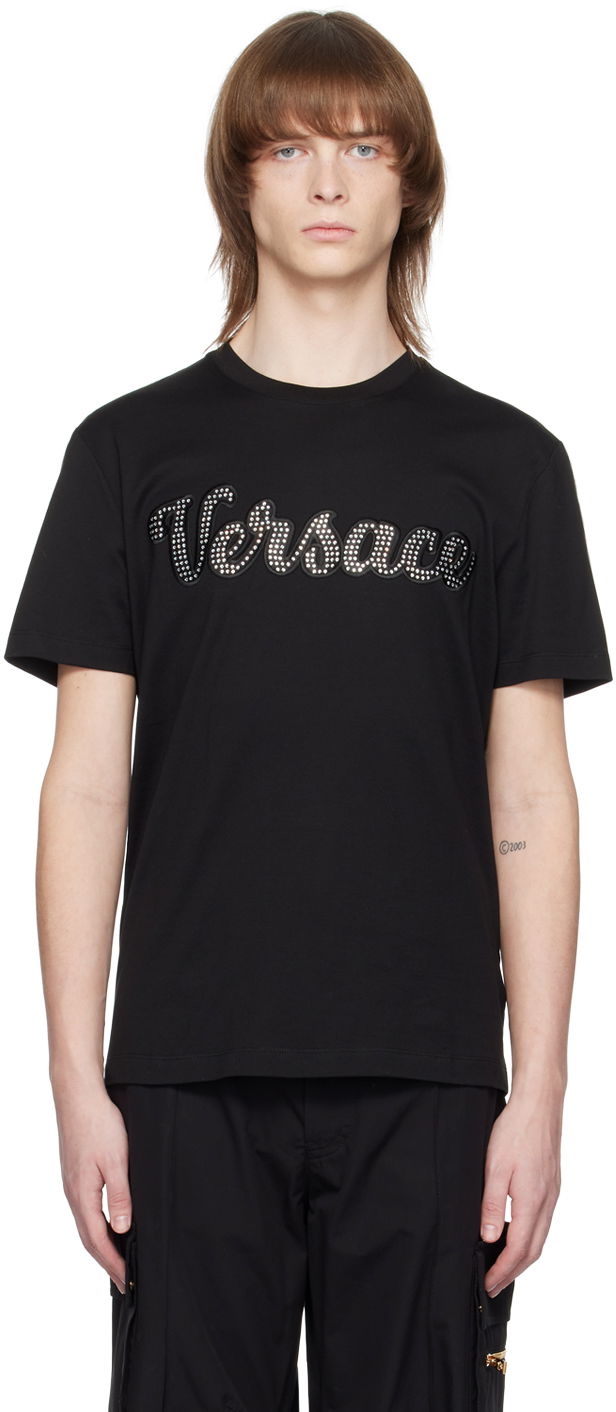 T-shirt Versace Crystal Varsity T-Shirt Svart | 1008464 1A06054, 0