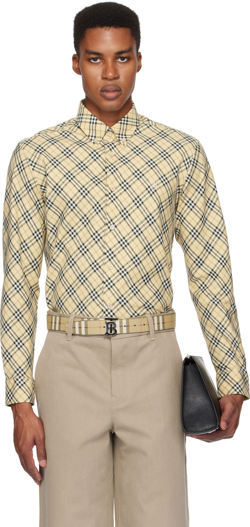 Skjorta Burberry Check Cotton Shirt Gul | 8098843