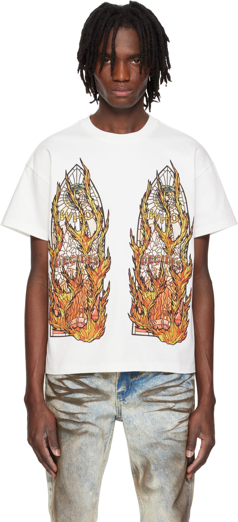 T-shirt Who Decides War Who Decides War Flame Glass T-Shirt Vit | 1110030001SE25