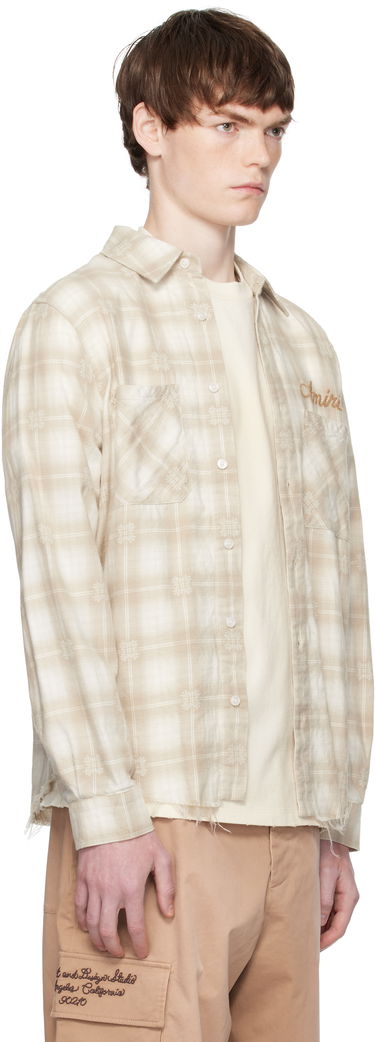 Skjorta AMIRI Amiri Bleach Bandana Patch Flannel Shirt Beige | AMSTFL1015, 1