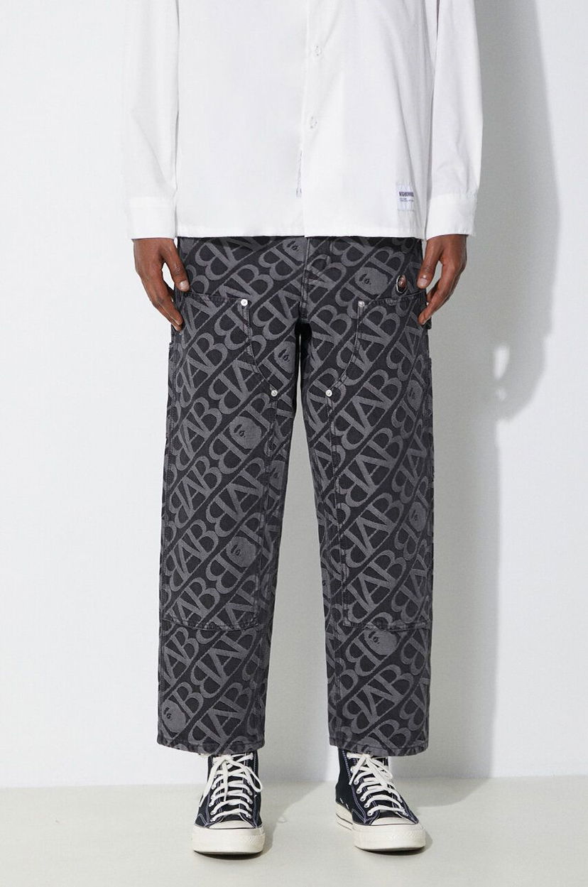 Cargo byxor BAPE A Bathing Ape Metal One Point Double Knee Denim Work Pants Svart | 1J80150052