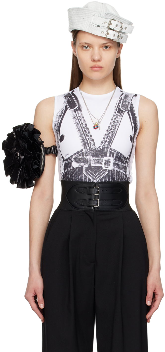 Linne Jean Paul Gaultier Jean Paul Gaultier 'Trompe L'oeil' Printed Tank Top Vit | 24/25-U-TO183-J547-0100