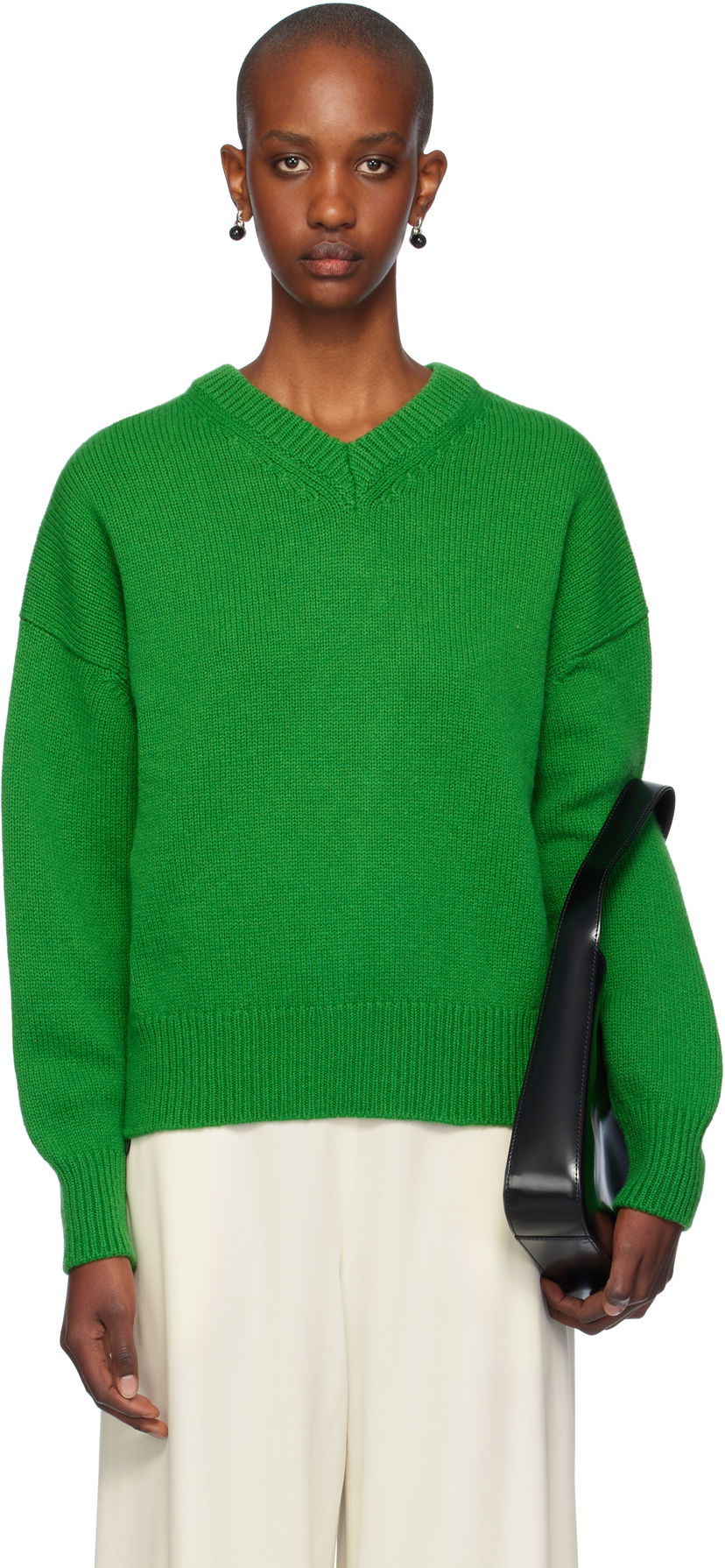 Sweater &Daughter Slouch V-Neck Sweater Grön | F2205