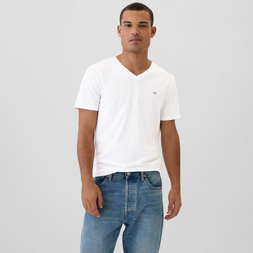 T-shirt GAP T-shirt Micro Logo Vneck Tee White Global S Vit | 502020-02