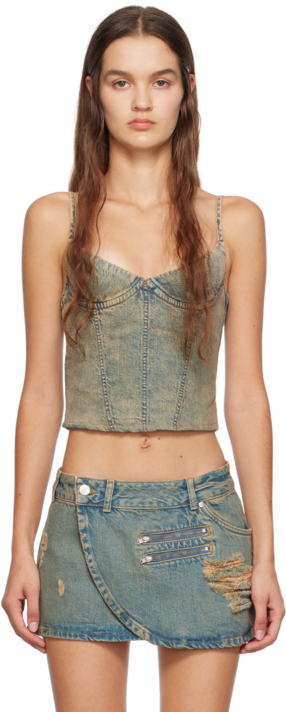 Kjol Miaou Miaou Kiko Denim Tank Top Blå | 7075SD4GAD